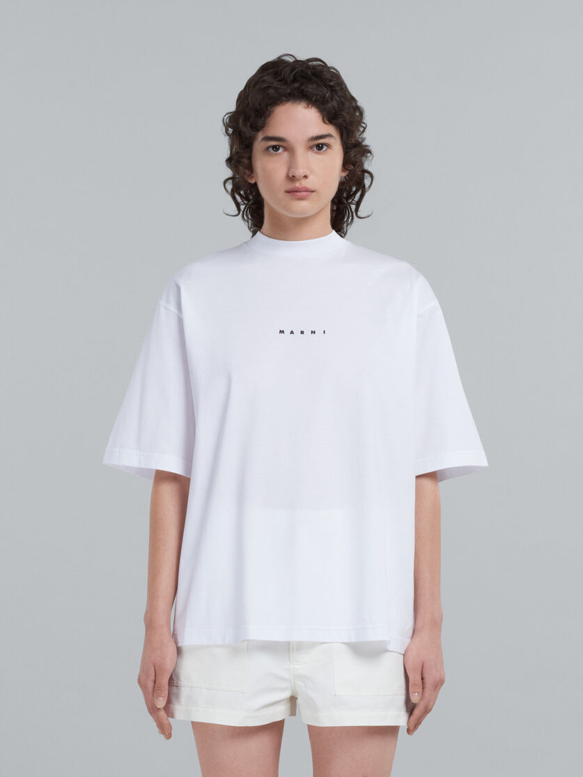 White organic cotton T-shirt with logo - T-shirts - Image 2