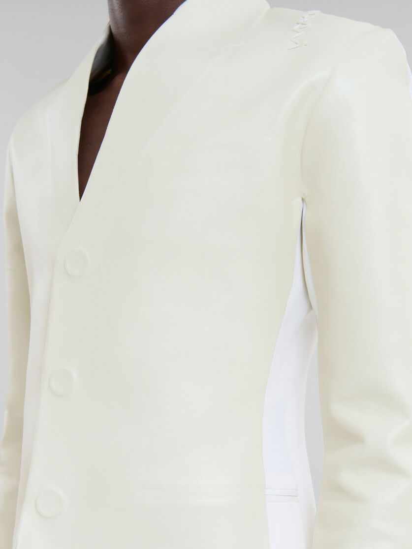 White wool and coated fabric blazer - Jackets - Image 5