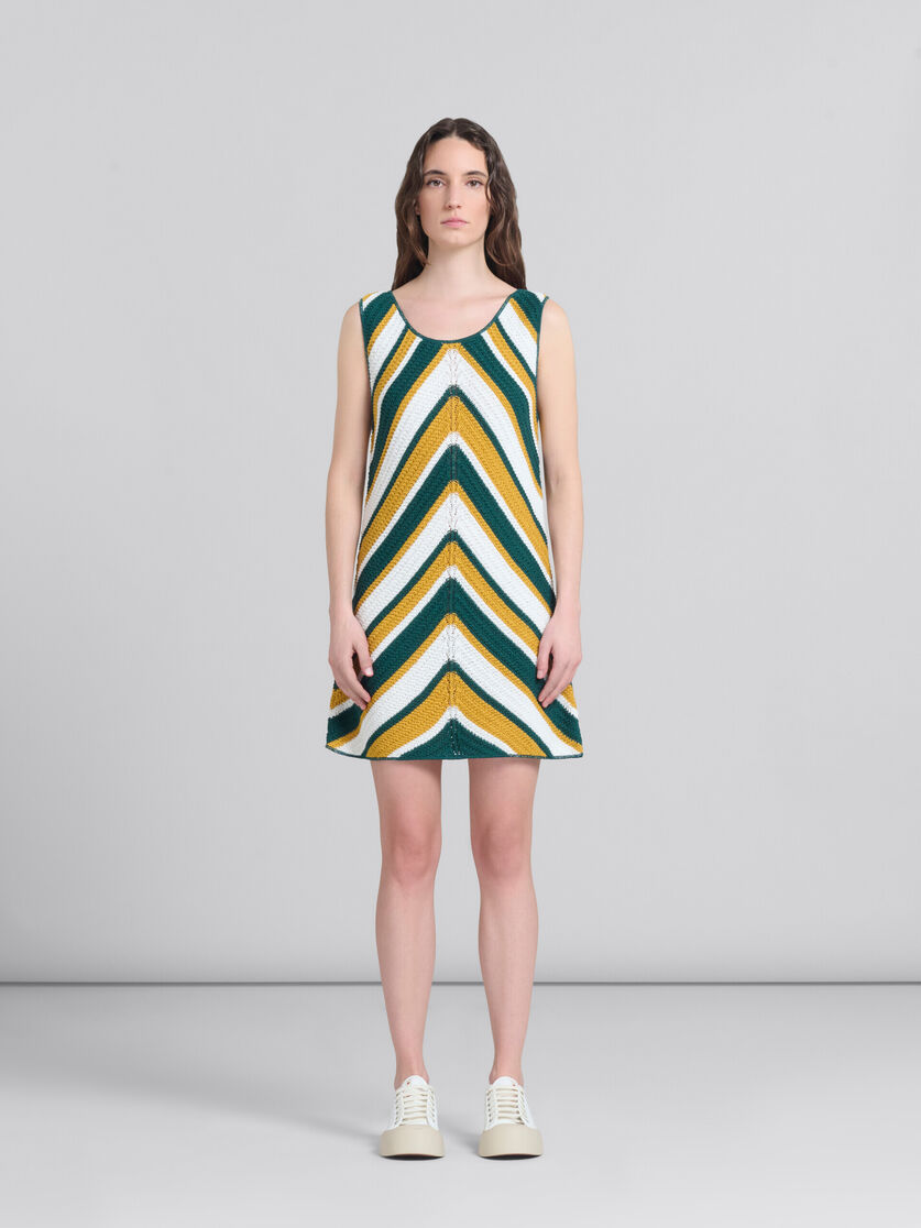 쉐브론 패턴 틸 & 옐로우 크로셰 드레스 - 드레스 - Image 1