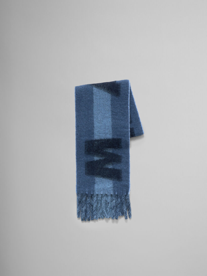 Bufanda azul de alpaca y mohair con logotipo Marni - Bufandas - Image 1