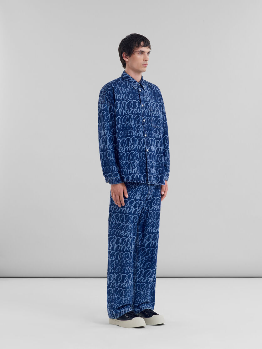 Chemise en denim bleu avec motif Marni Scribble délavé - Chemises - Image 5