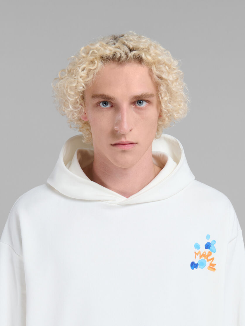 White organic cotton hoodie with Marni Dripping print - Sweaters - Image 4