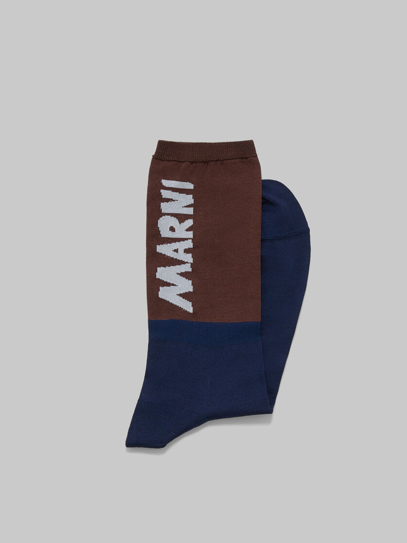 Chaussettes marron et bleu avec logo Marni - Chaussettes - Image 2