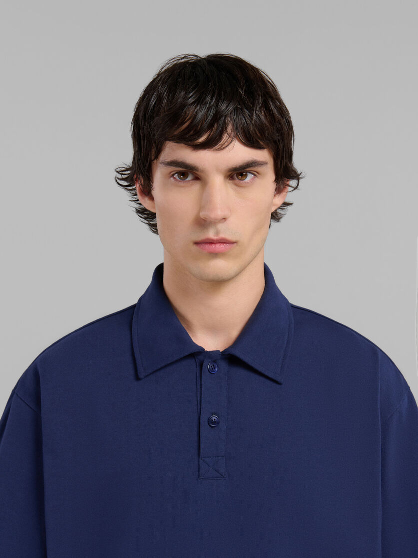 Blue organic cotton oversized polo shirt with Marni patches - Shirts - Image 4