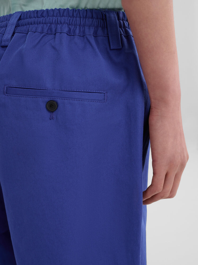 Blue organic gabardine trousers with drawstring waist - Pants - Image 4