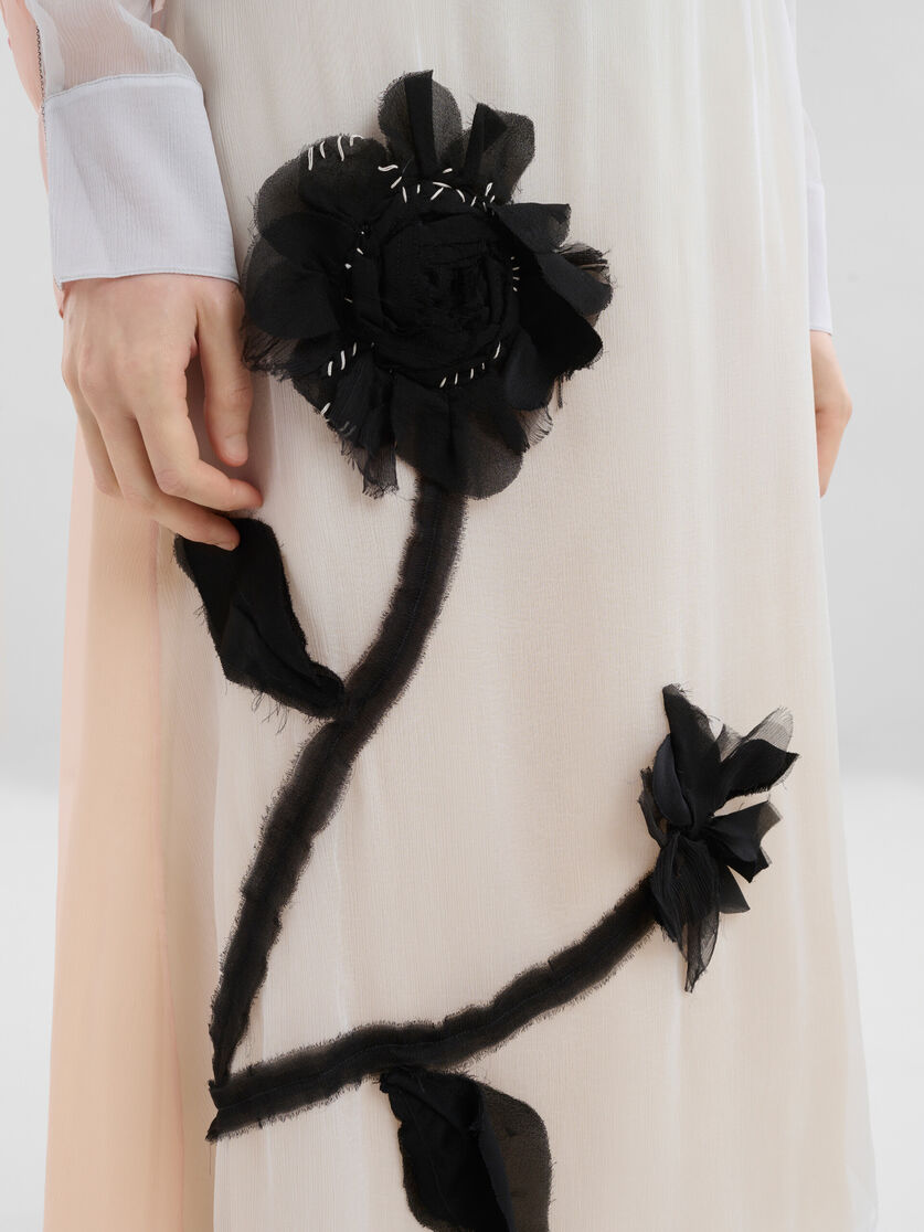 White chiffon skirt with flower appliqués - Skirts - Image 4