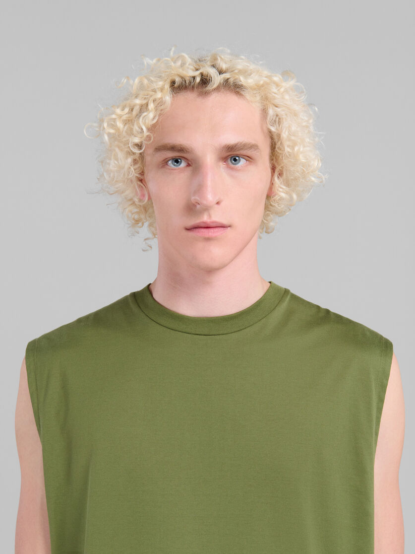 Green organic cotton tank top with Marni Dripping print - T-shirts - Image 4
