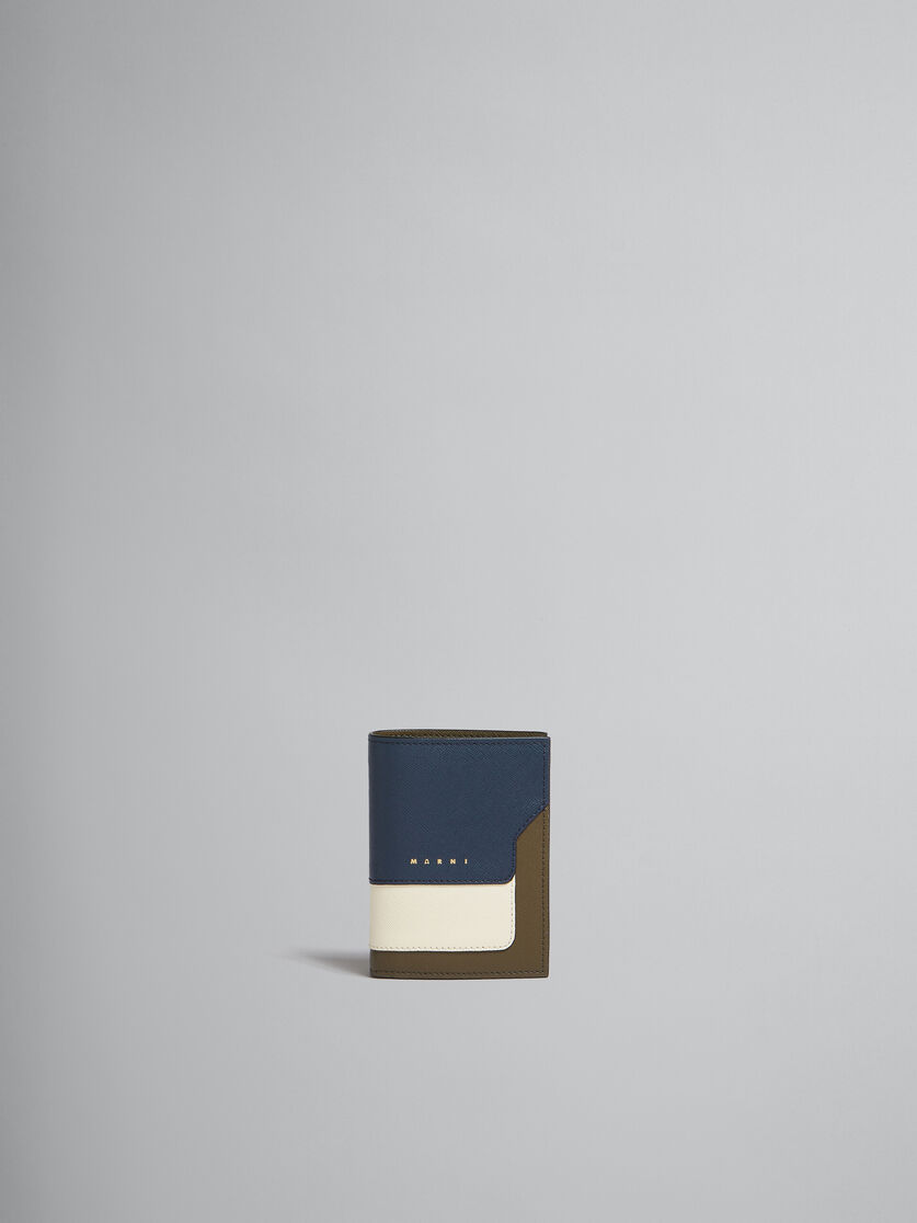 ティーグリーン、ライムストーン、ライトキャメル　サフィアーノレザー製二つ折りウォレット - 財布 - Image 1
