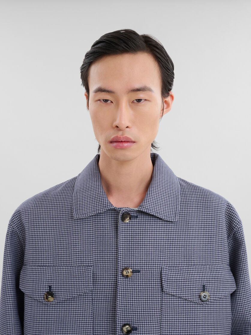 ブルー 千鳥格子 ウール製シャツ、ポケット付き - シャツ - Image 4