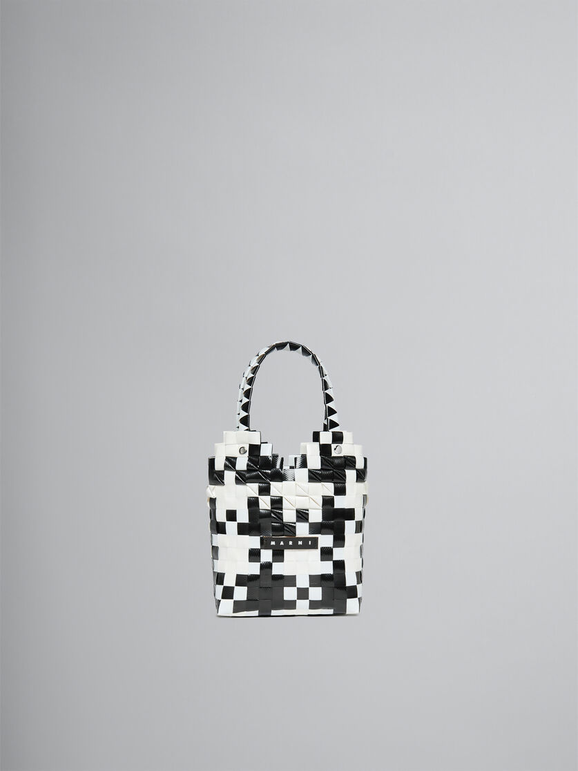 White and black woven Diamond Basket Bag - Bags - Image 1