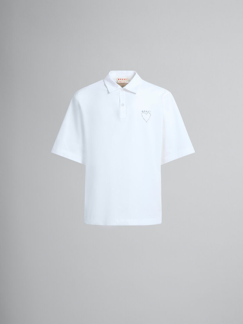 White organic jersey polo shirt with back print - Shirts - Image 2