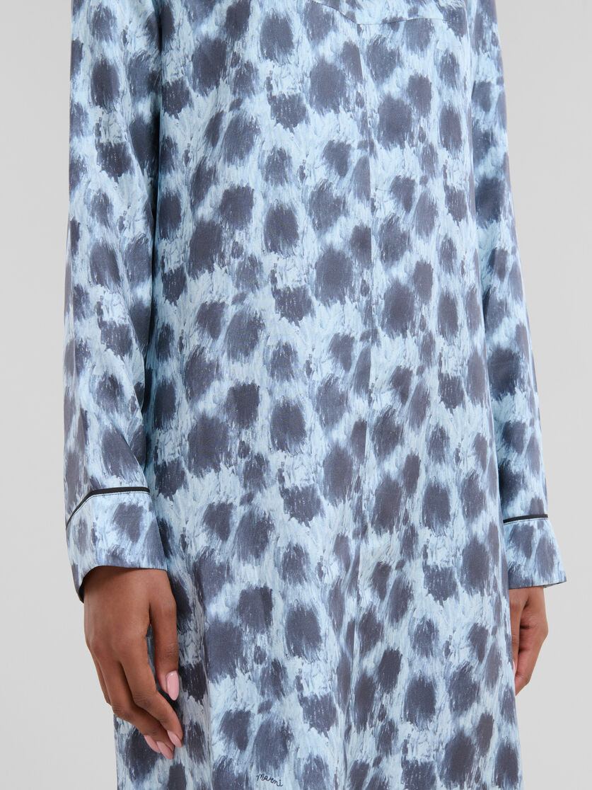 Robe longue en soie grise avec imprimé Crayon Leopard - Robes - Image 5