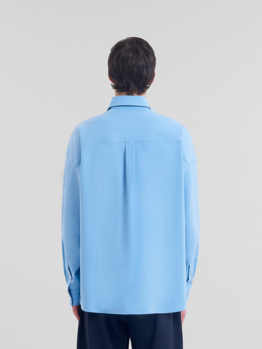 Blue wool shirt with contrast back - Shirts - Image 3