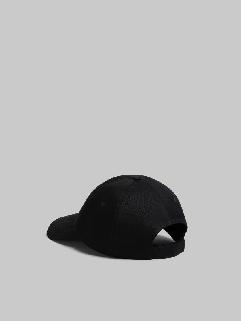 Black organic gabardine baseball cap with embroidered logo - Hats - Image 3