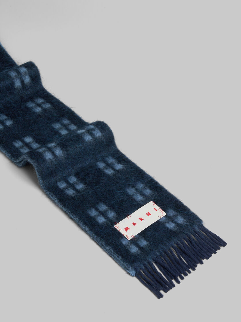 Deep blue alpaca-mohair scarf with square motif - Scarves - Image 3