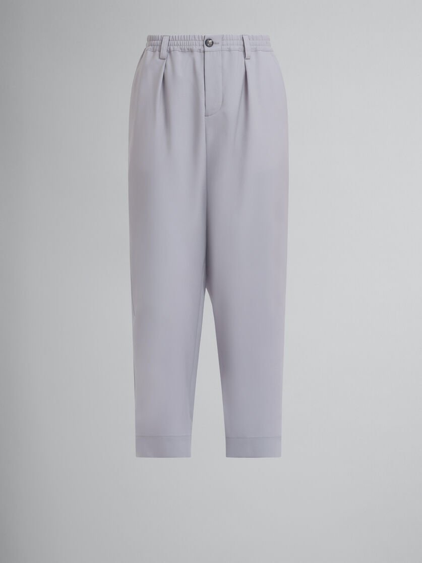 Deep blue tropical wool trousers with drawstring waist - Pants - Image 1