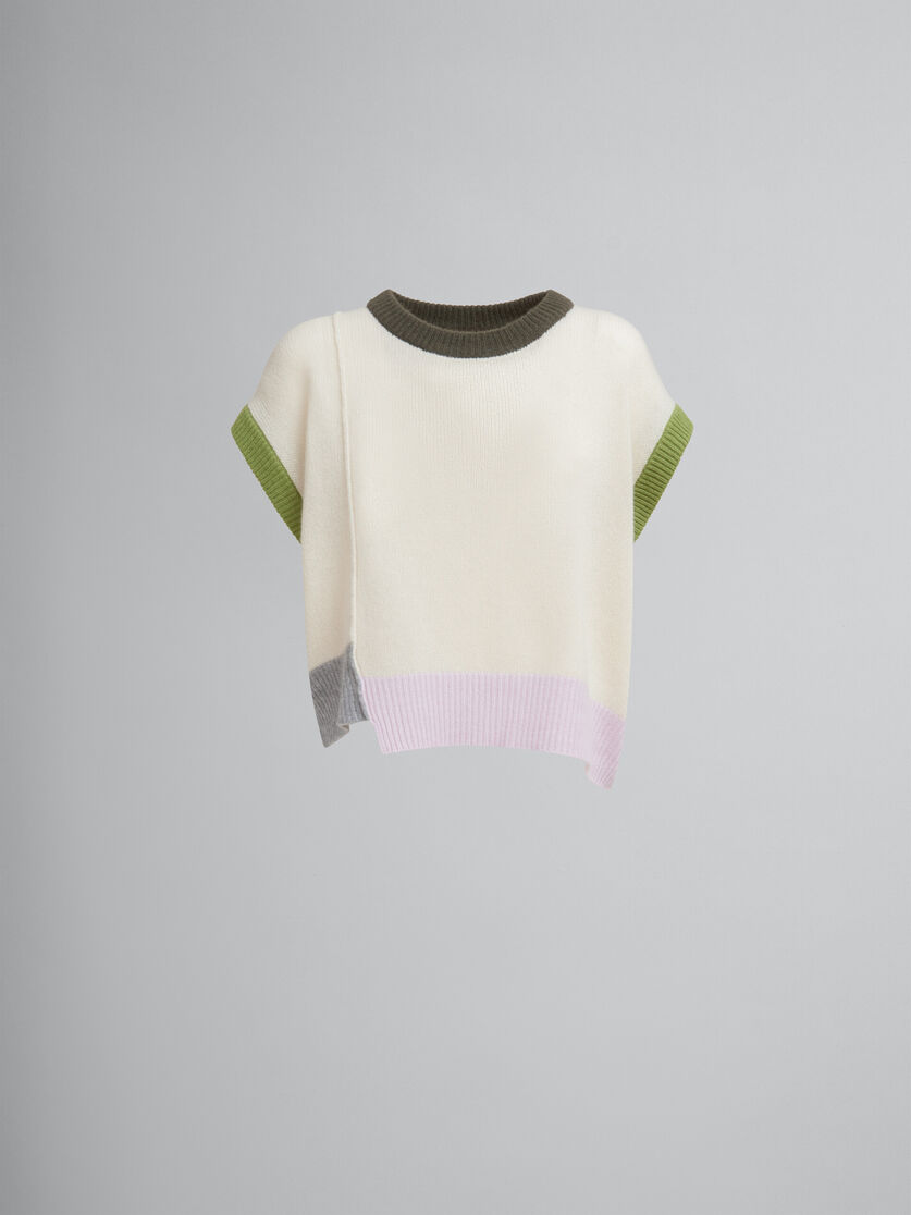 Maglia in cashmere marrone color block - Pullover - Image 1