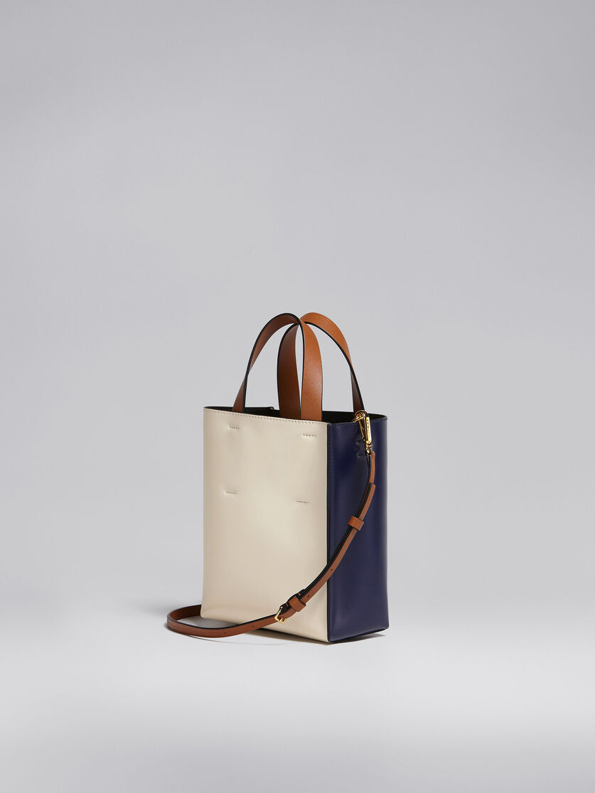 Mini-sac MUSEO en cuir bleu et blanc - Sacs cabas - Image 3