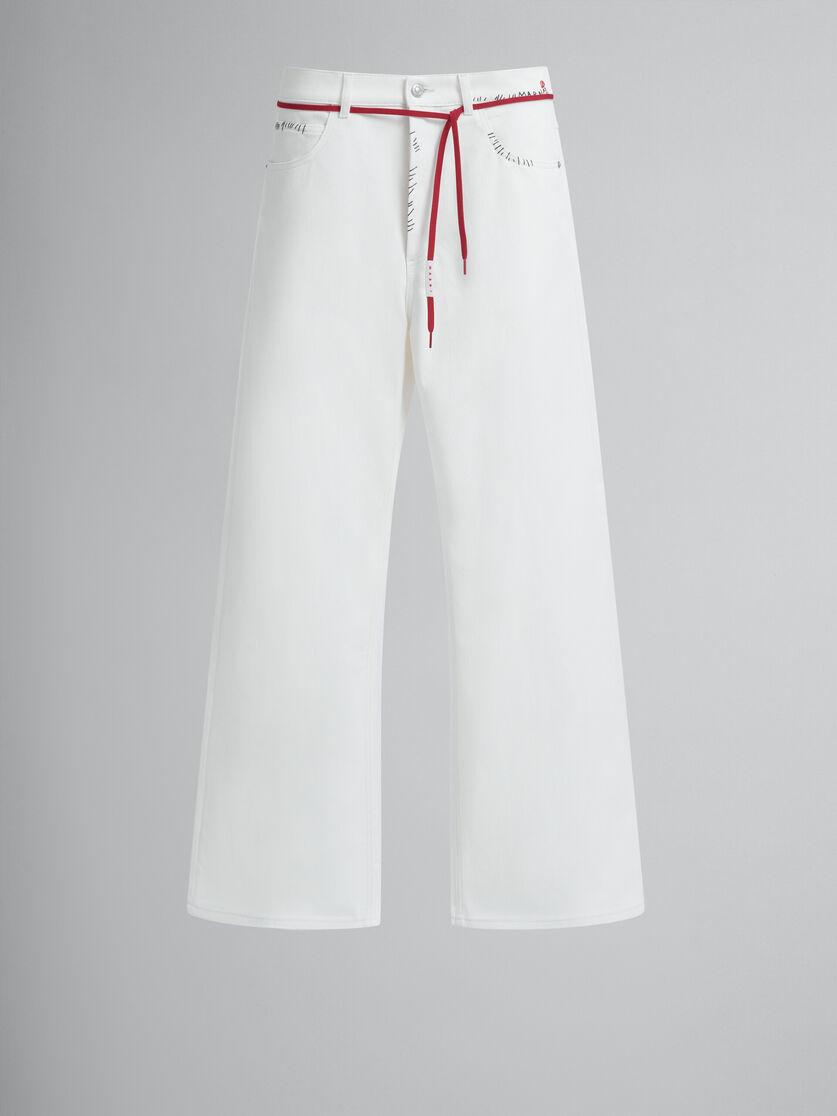 Pantaloni in cotone bianco con impunture Marni - Pantaloni - Image 1