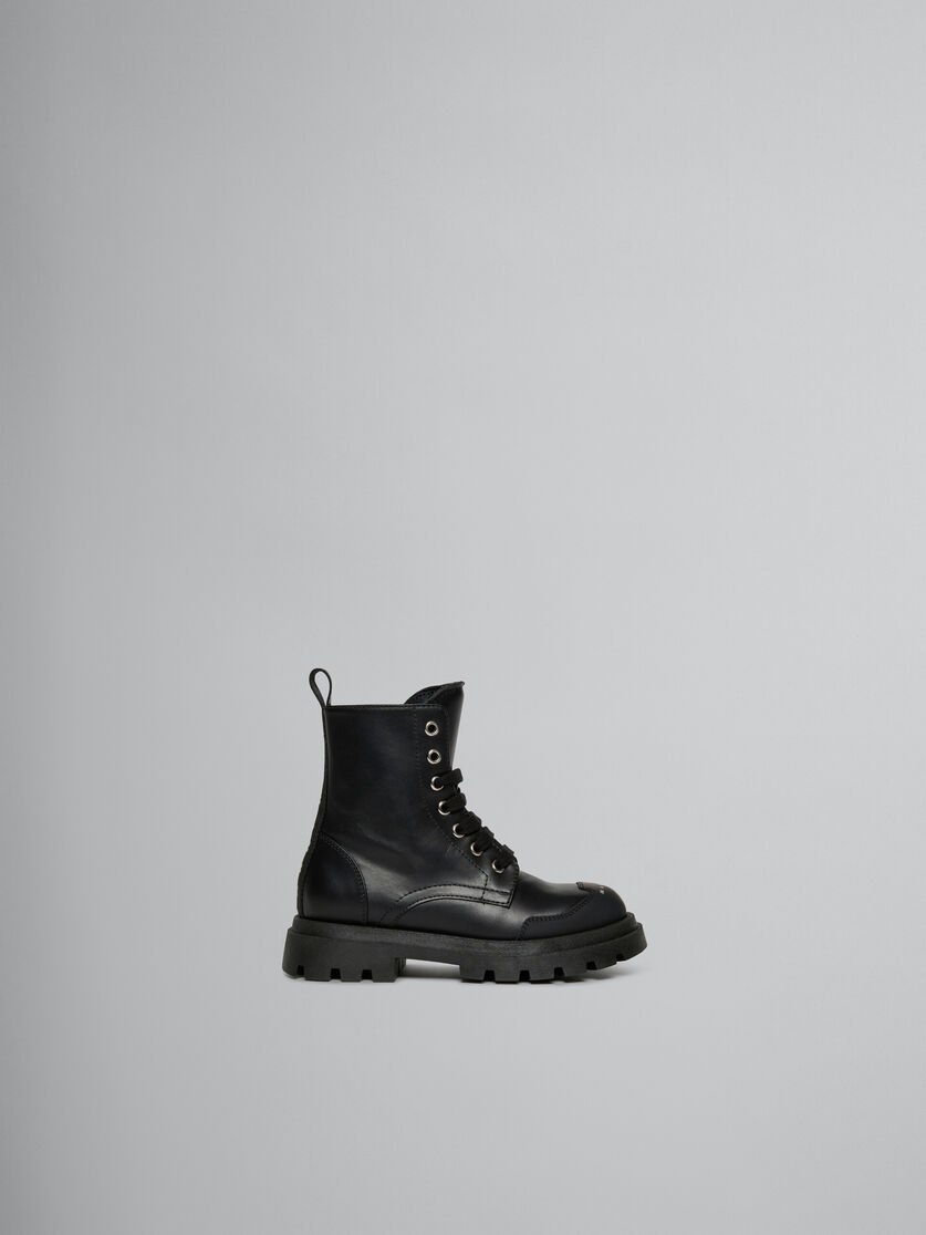 Bota estilo militar de piel negra - Sneakers - Image 1