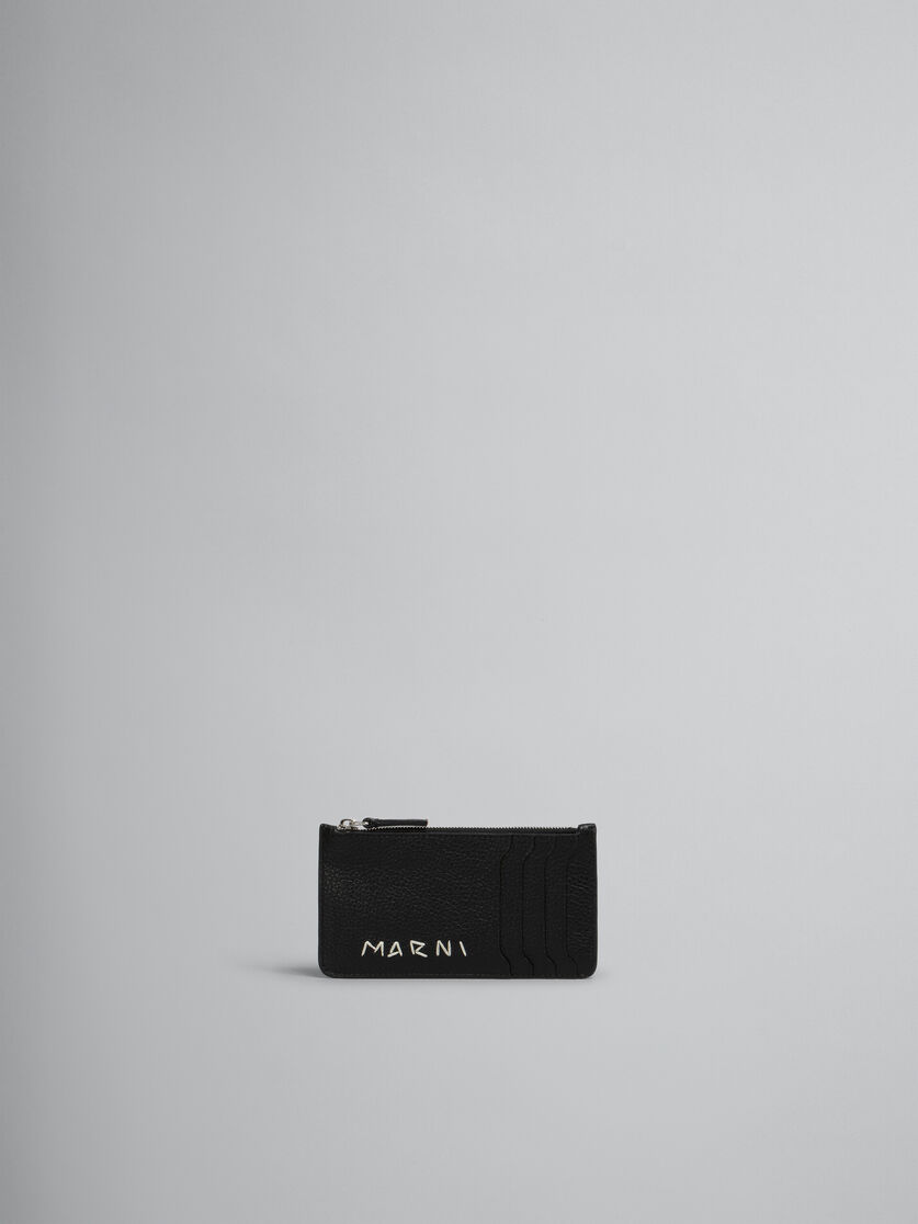 Schwarzes Kartenetui aus Leder mit Marni-Flicken - Brieftaschen - Image 1
