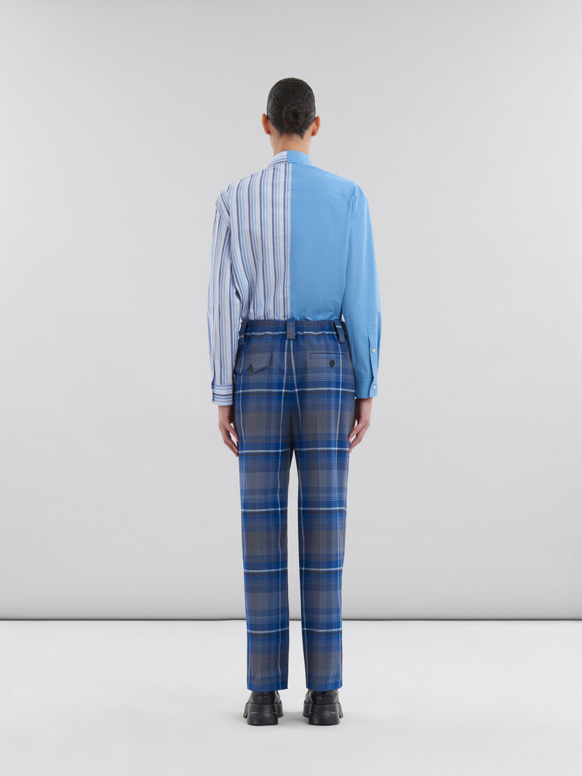 Blue checked virgin wool pleated trousers - Pants - Image 3