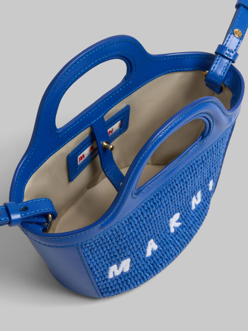Tropicalia Micro Bag in light blue leather and raffia-effect fabric - Handbag - Image 4