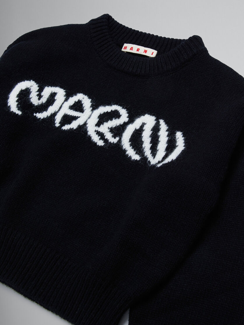 Black wool-blend pullover with inlaid logo - Knitwear - Image 3