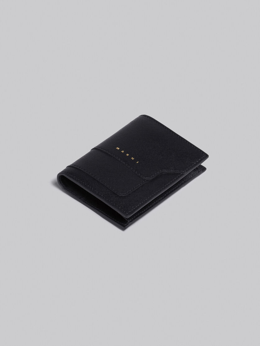 Portafoglio bi-fold in pelle saffiano nera - Portafogli - Image 5