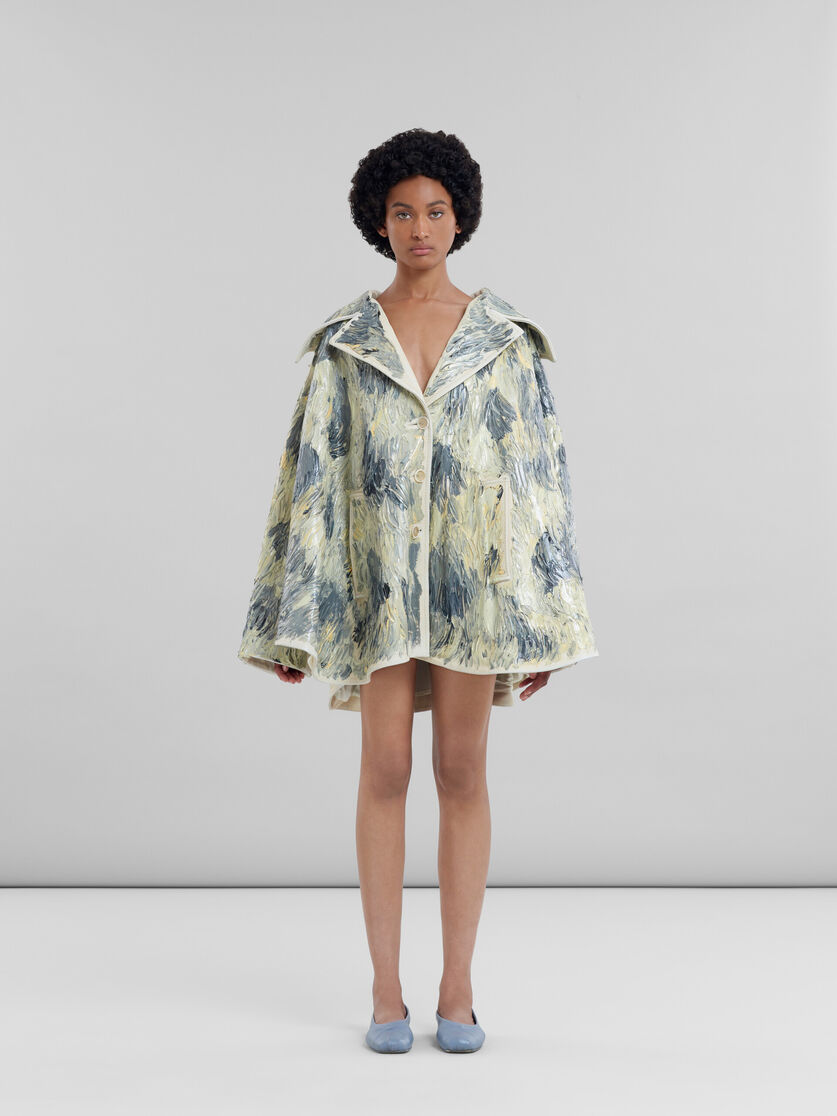 Hand-painted light yellow leather cape - Coat - Image 2