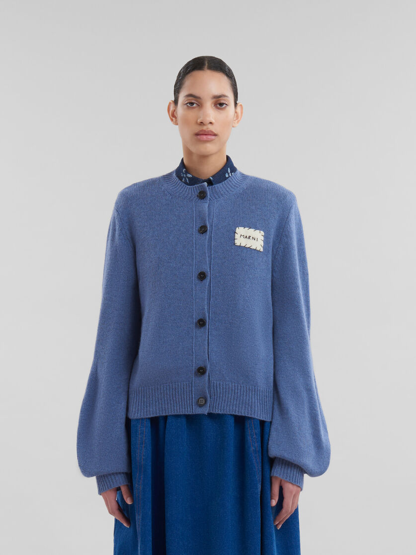 Blue cashmere cardigan with Marni patch - Pullovers - Image 2