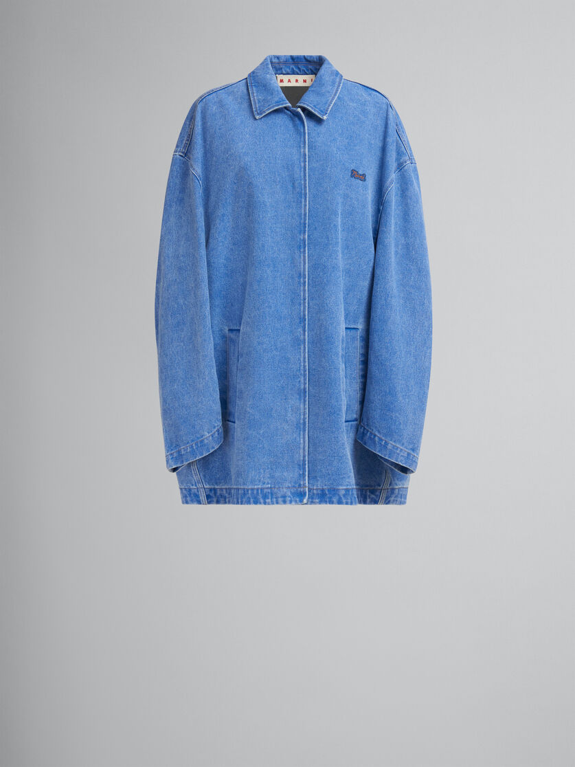 Blue organic denim jacket with Marni mending patch - Jackets - Image 1