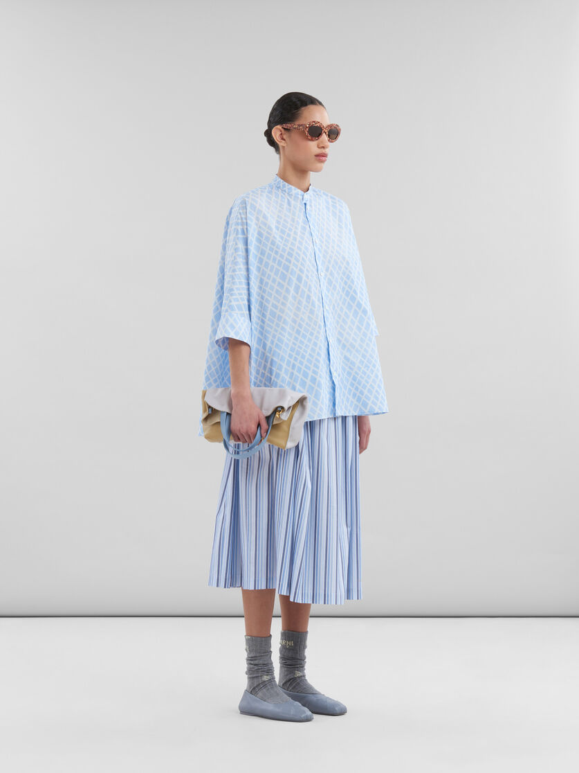 Light blue poplin kimono shirt with Landscapes print - Shirts - Image 5