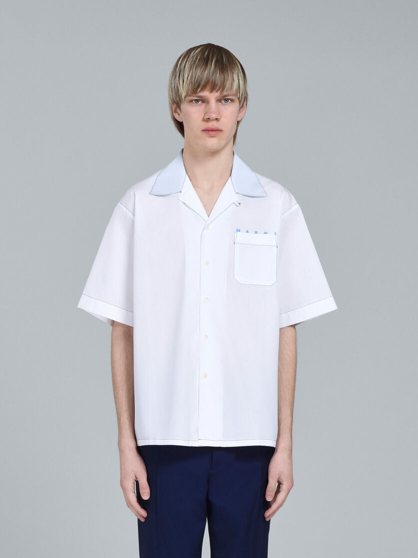 ホワイト ロゴプリント ポプリン製ボウリングシャツ - シャツ - Image 2