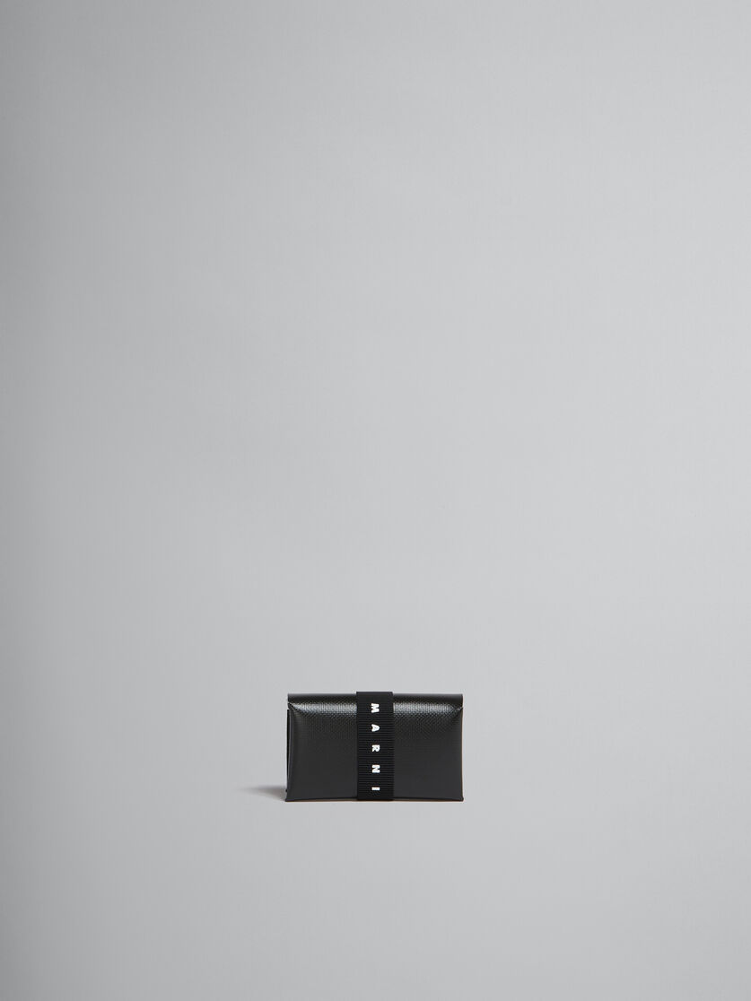 Portefeuille à trois volets noir avec bride à logo - Portefeuilles - Image 1