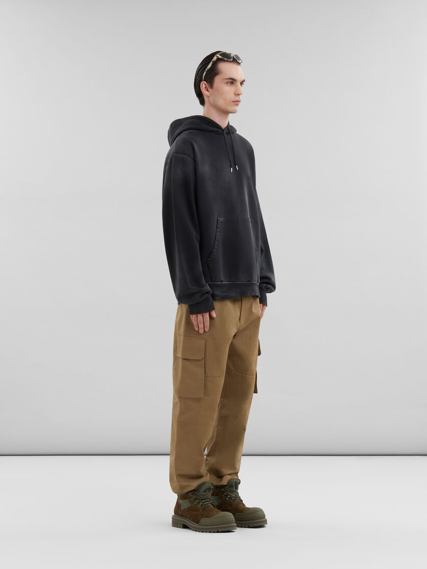 Black organic cotton hoodie with Marni mending - Sweaters - Image 5