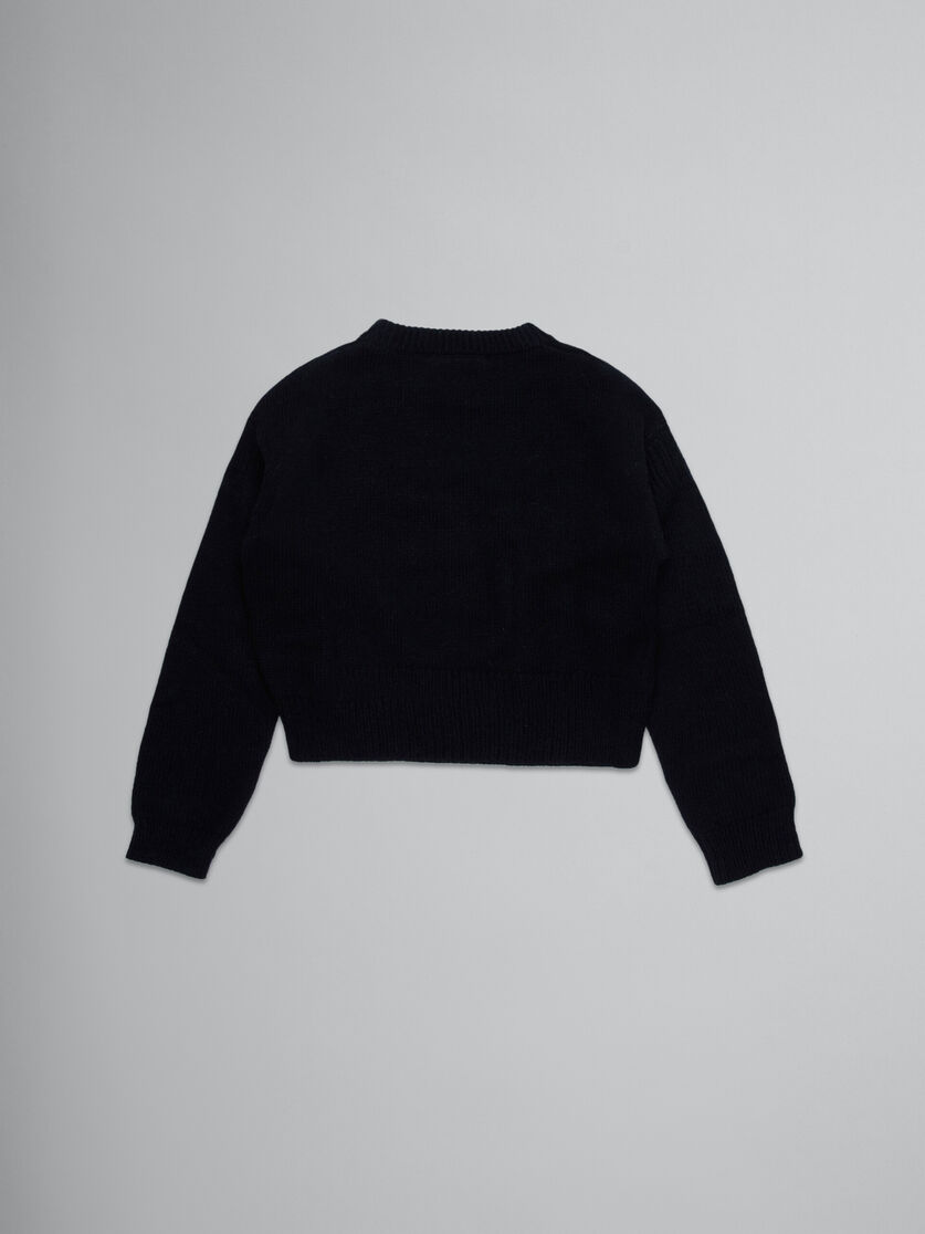 Black wool-blend pullover with inlaid logo - Knitwear - Image 2