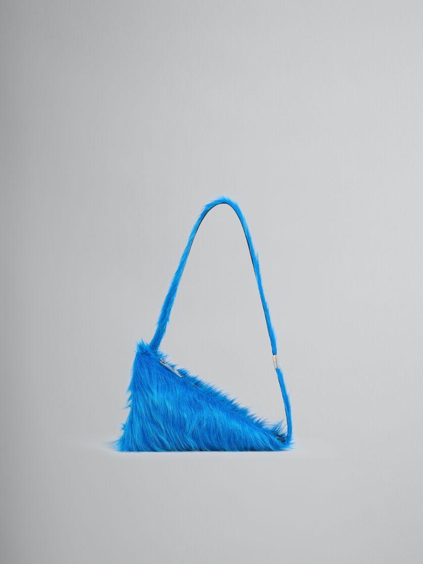 Sac à bandoulière triangulaire Prisma bleu en cuir de veau à poils longs - Sacs portés épaule - Image 1