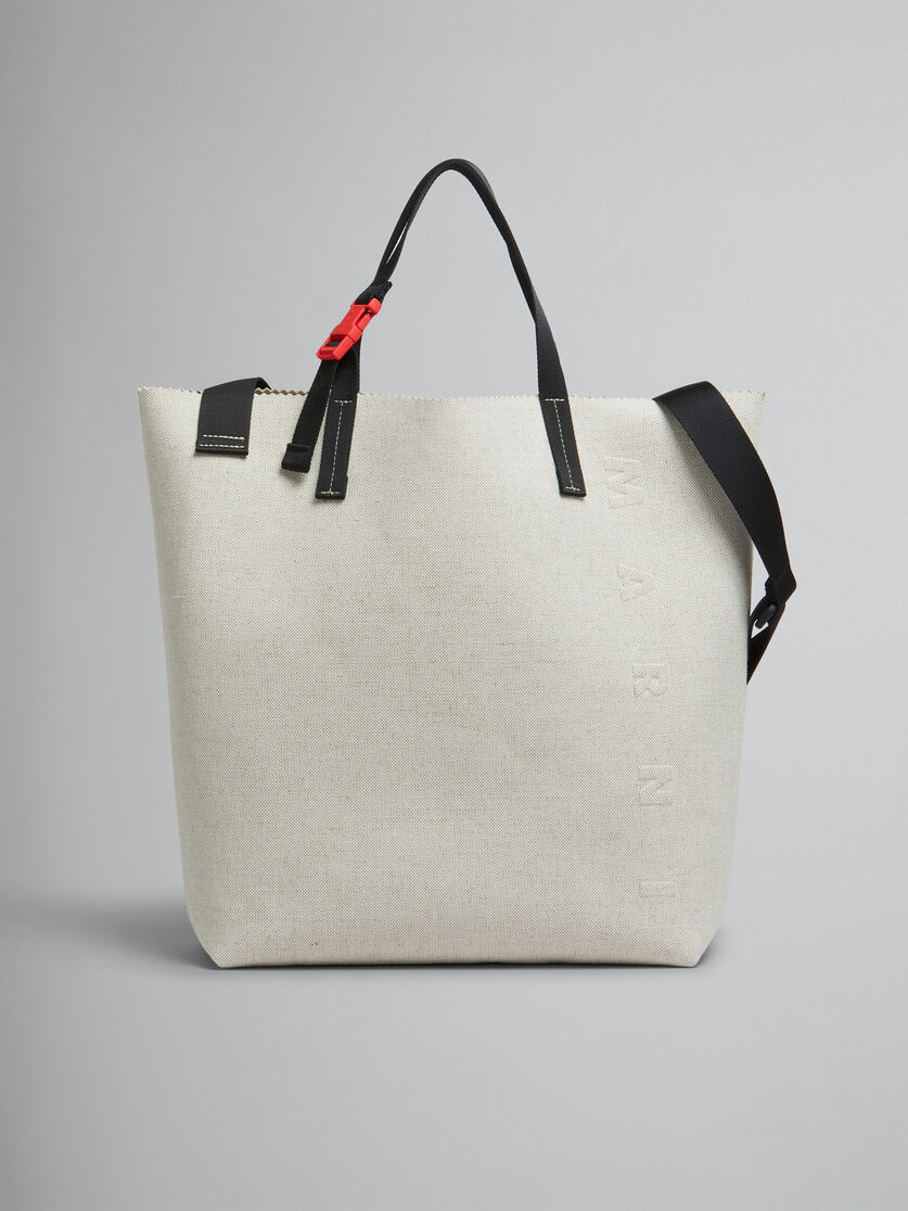 Tribeca Shopping Bag in tela nera con logo Marni in rilievo - Borse shopping - Image 1