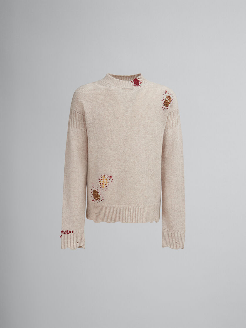 Grey Shetland wool jumper with Marni mending patches - Pullovers - Image 1