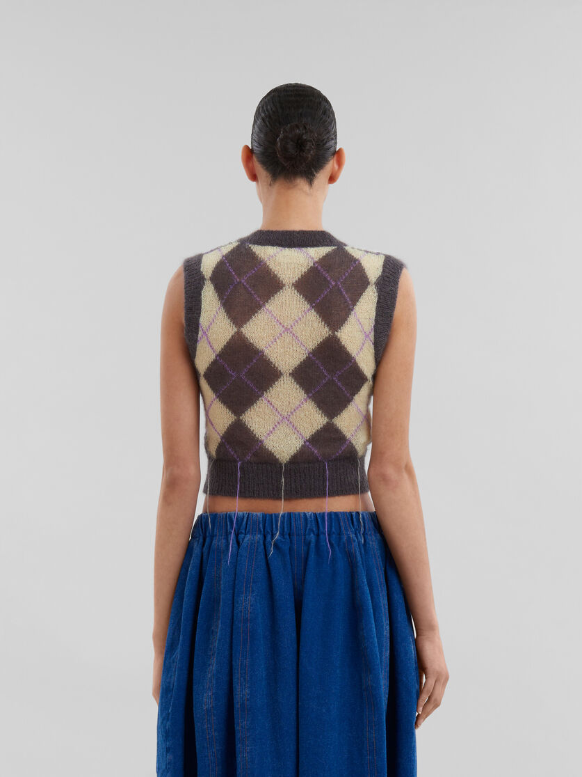 Grey mohair argyle vest with floating threads - Pullovers - Image 3