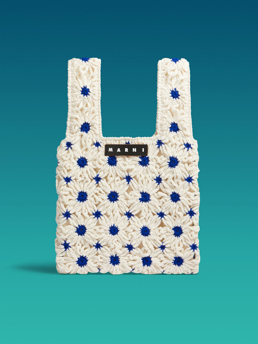 Bolso MARNI MARKET FISH de croché blanco y azul - Bolsos - Image 1