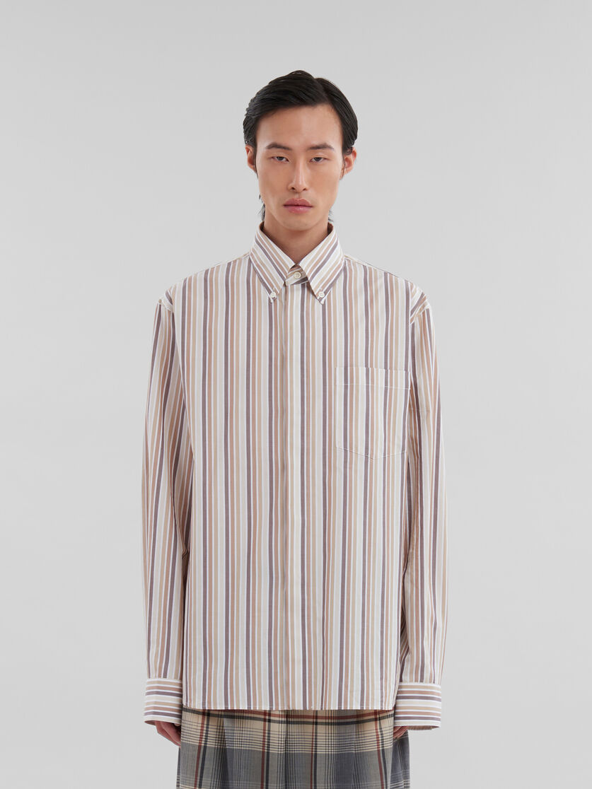 Pink striped organic poplin shirt - Shirts - Image 2