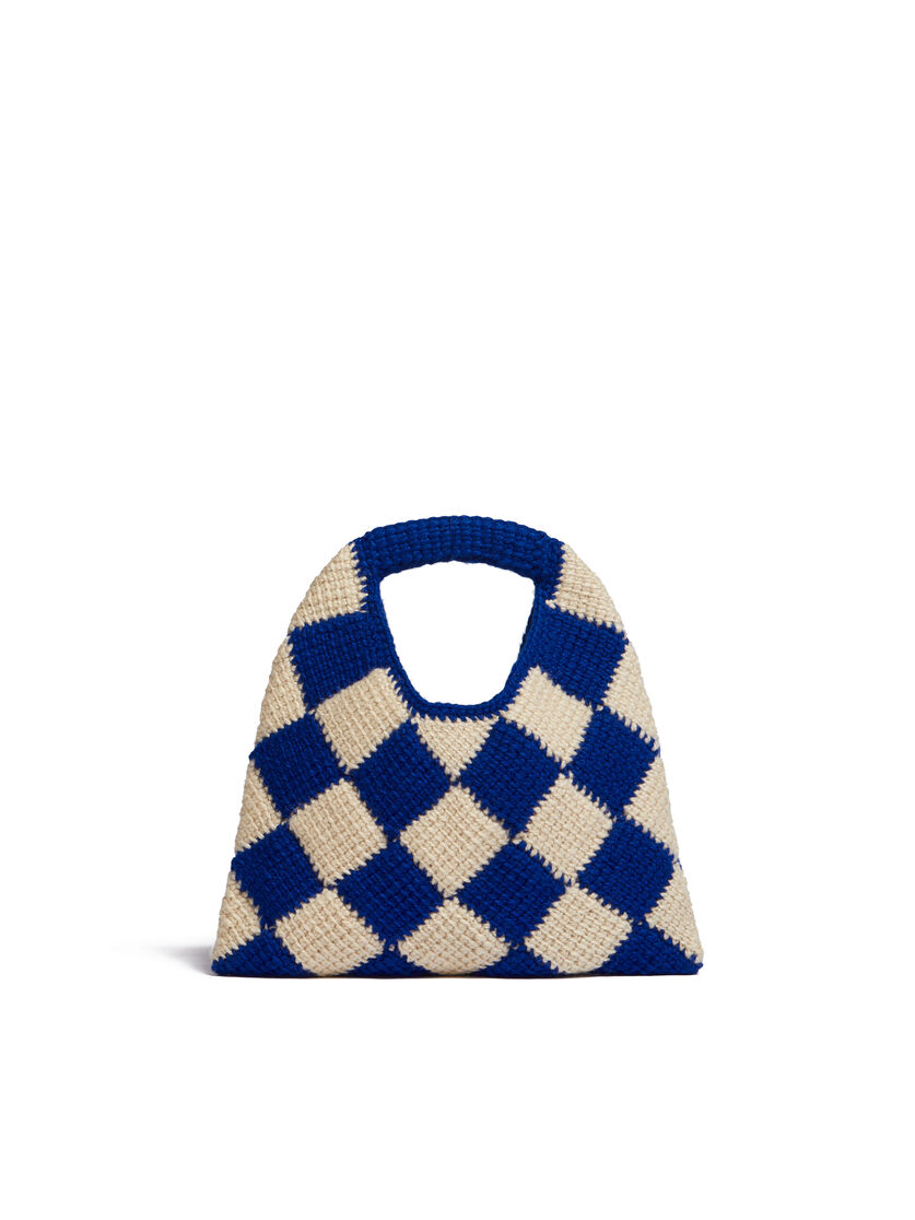 MARNI MARKET DIAMOND Mini-Tasche aus technischer Wolle in Blau und Braun - Shopper - Image 3