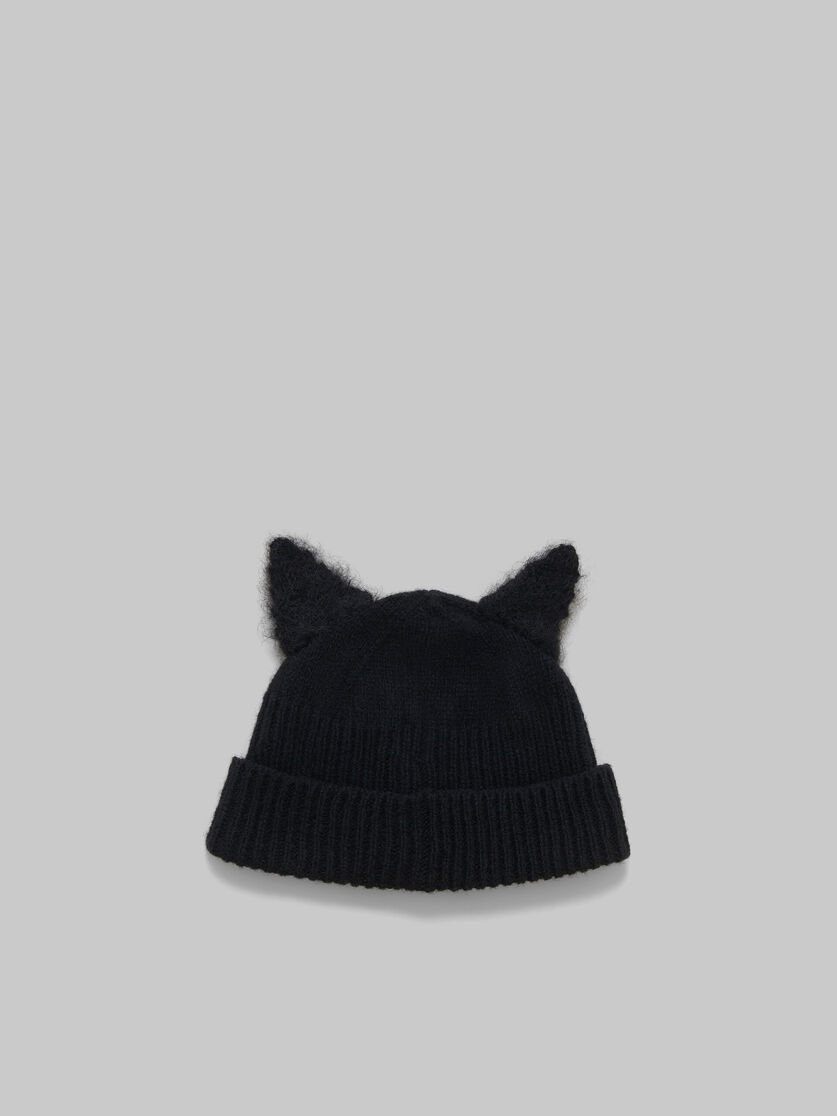 Schwarze Beanie aus Wolle mit Mohair-Ohren - Hüte - Image 3