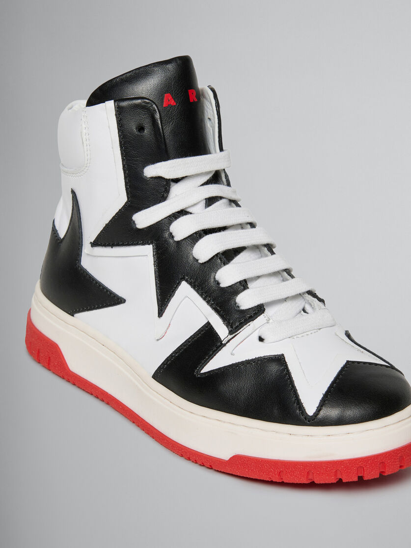 Black and white leather high top sneaker - Sneakers - Image 4