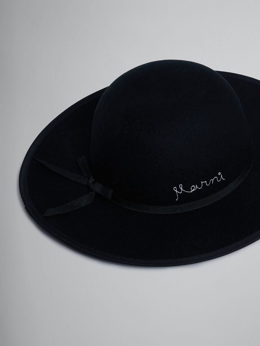 Black wide-brimmed felt hat - Caps - Image 3