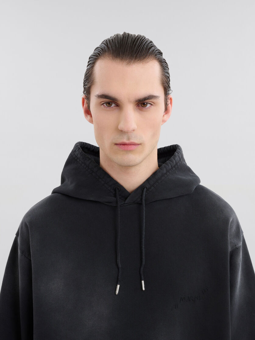 Black organic cotton hoodie with Marni mending - Sweaters - Image 4