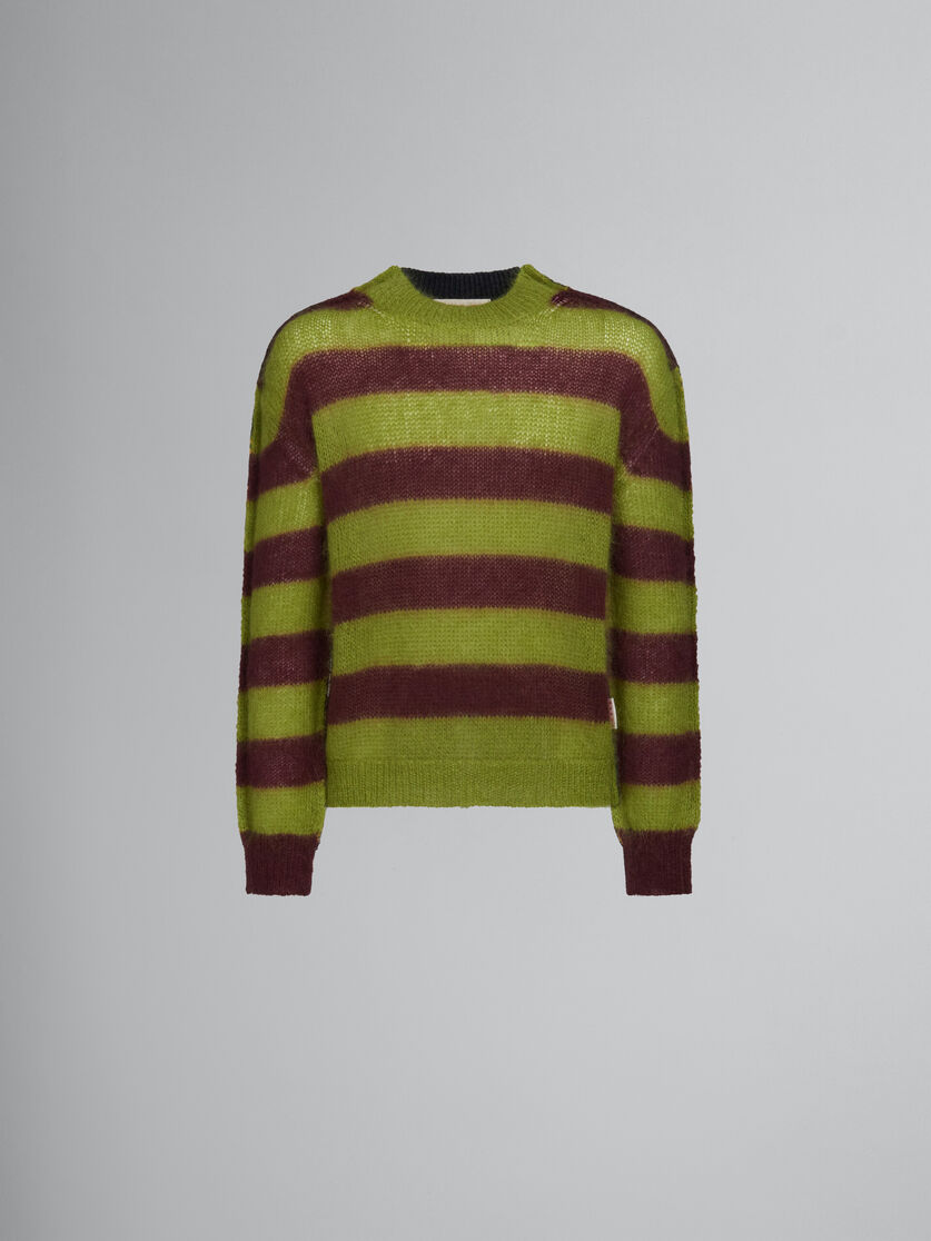 Green mohair and wool jumper with mixed stripes - Pullovers - Image 1