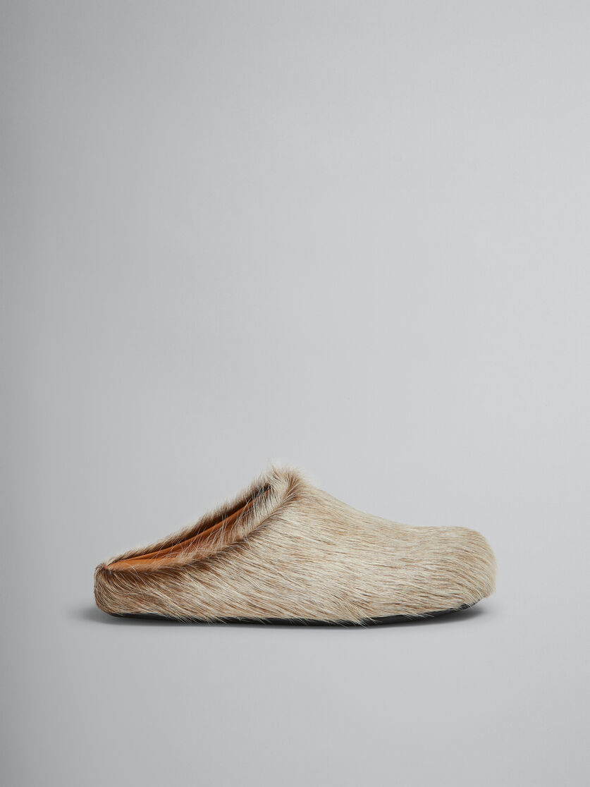 Blue-grey long hair calfskin Fussbett sabot - Clogs - Image 1